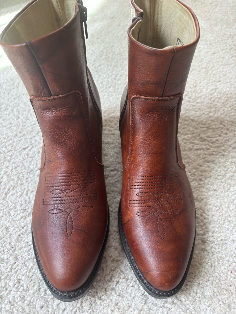 Durango Brown Leather Western Zip Ankle Boots size 7EE